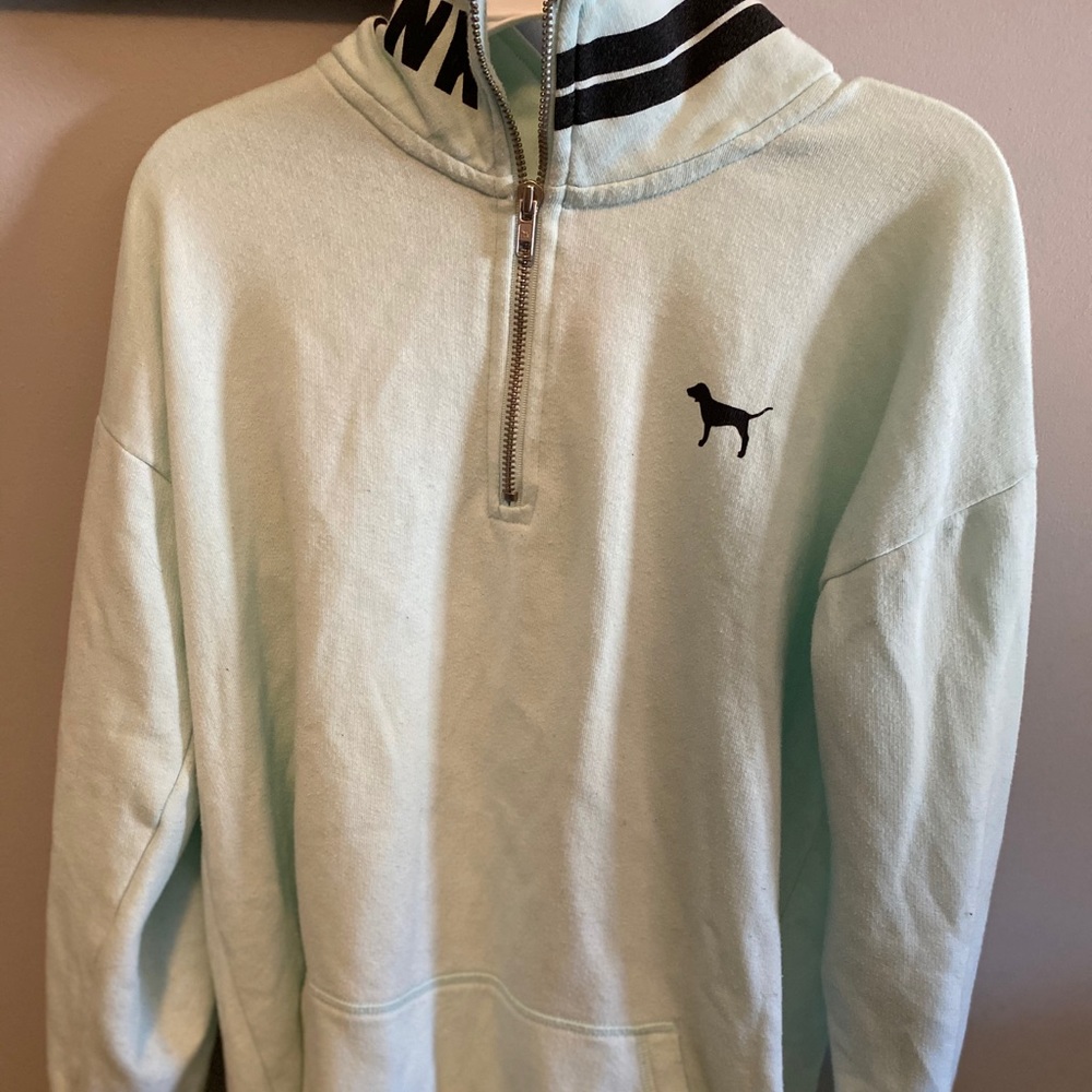 PINK Light Blue Quarter Zip with Collar